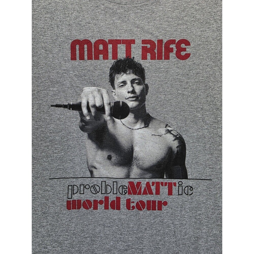 Matt Rife ProbleMATTic World Tour 2023 Shirt Large Gray Long Sleeve Comedy Merch